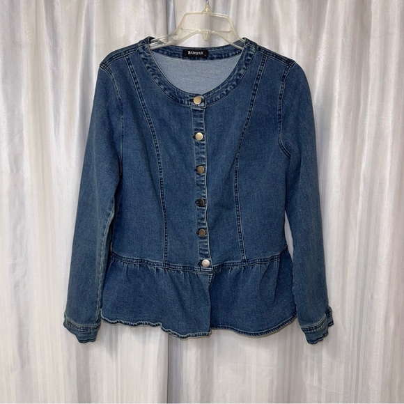 Allegra K Peplum Light Blue Denim Jacket in size Large - Picture 1 of 7